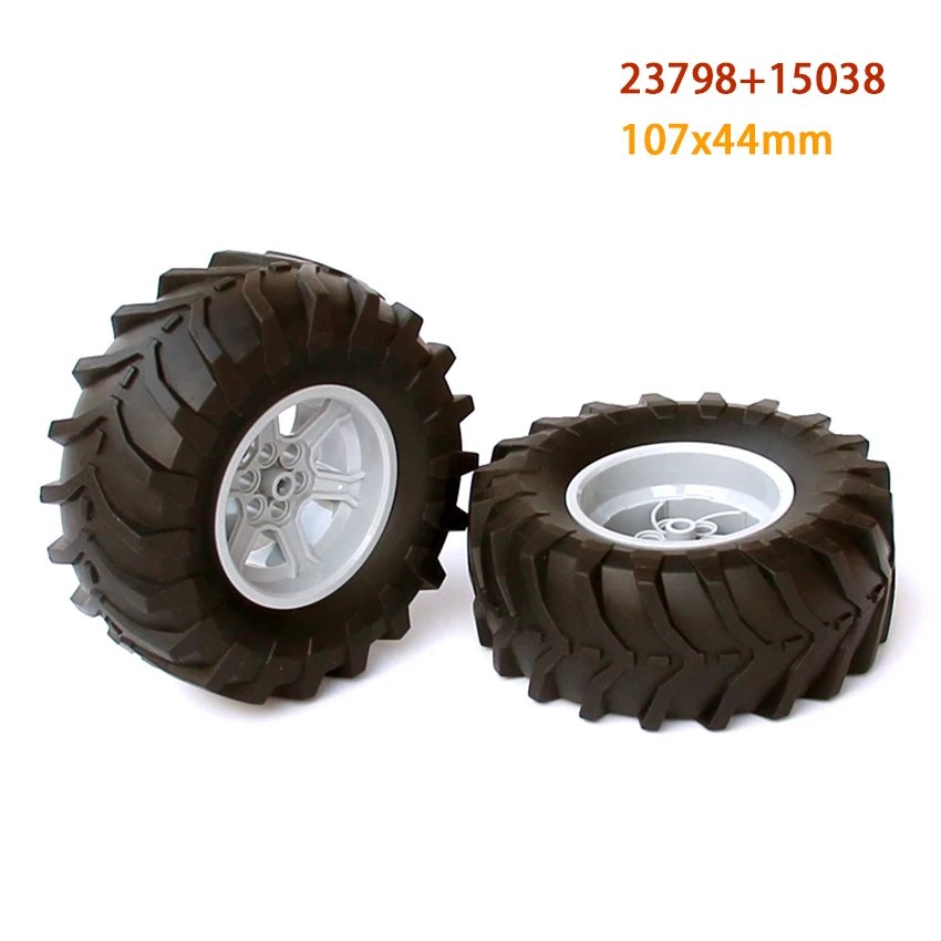 Технологическое колесо для шин «сделай сам», кирпич, автомобиль, грузовик, строительный блок, колесная втулка 56x34 мм, 107x44 мм, часть для шин MOC, совместимая с 23798 15038