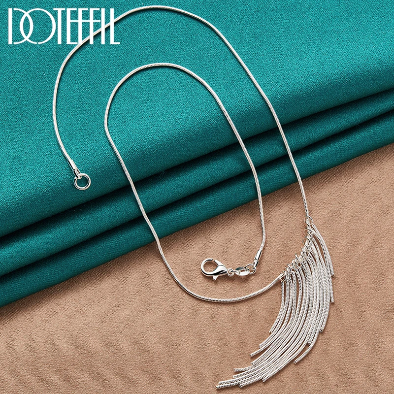 

DOTEFFIL 925 Sterling Silver 18 Inch Snake Chain Multi-line Flowing Pendant Necklace For Women Fashion Party Charm Jewelry