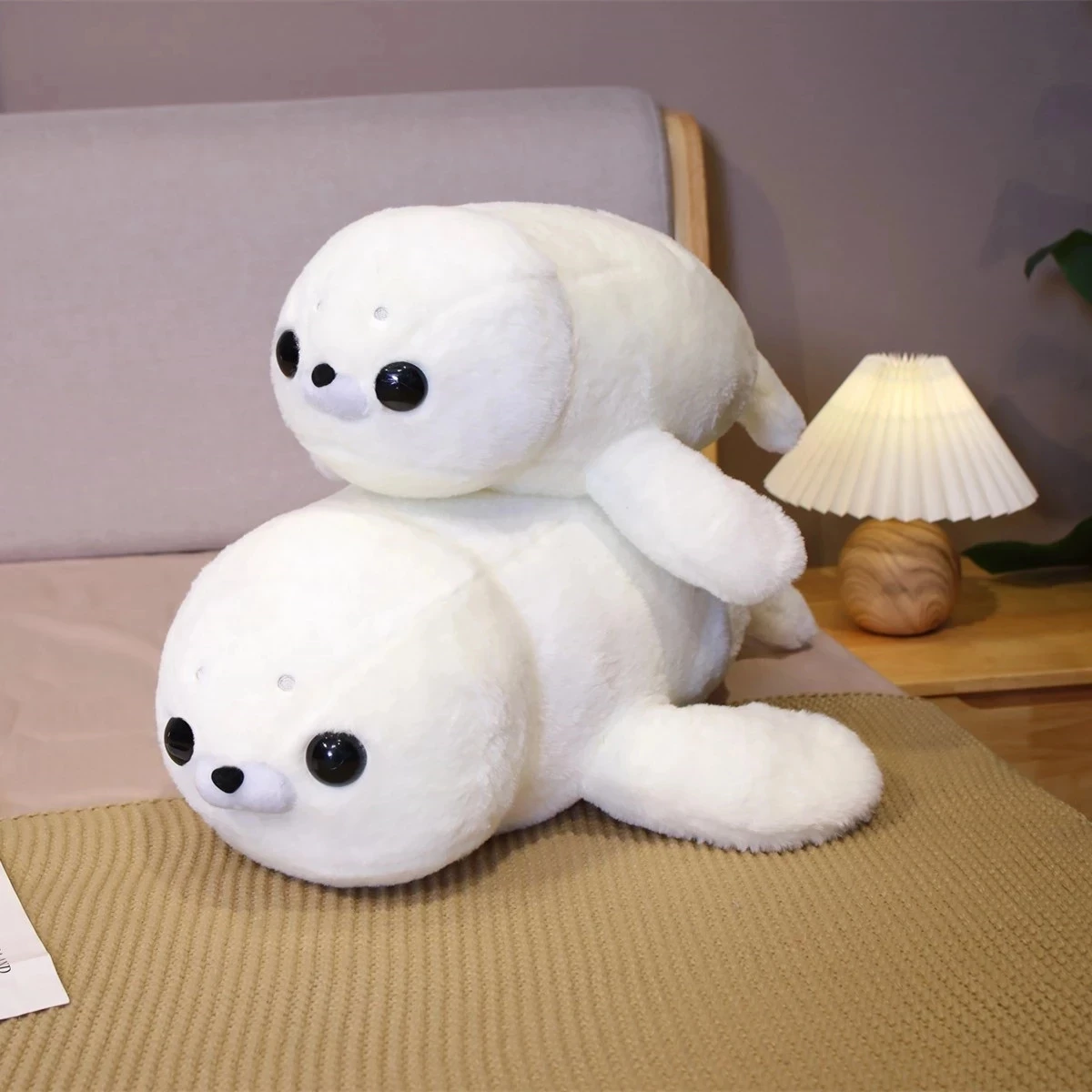 1pc 50/60cm Fluffy Seal Pillow Cute Fat Sea Lion Doll Plush Stuffed Toy Sleeping Throw Pillow Nice Gift for Girls Friend