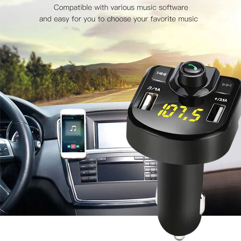 

FM-трансмиттер автомобильный с двумя USB-портами и поддержкой Bluetooth, а