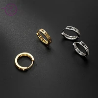 925 sterling silver hoop earrings for women roman numerals hollow luxury wedding ear jewelry fashion party gold earrings