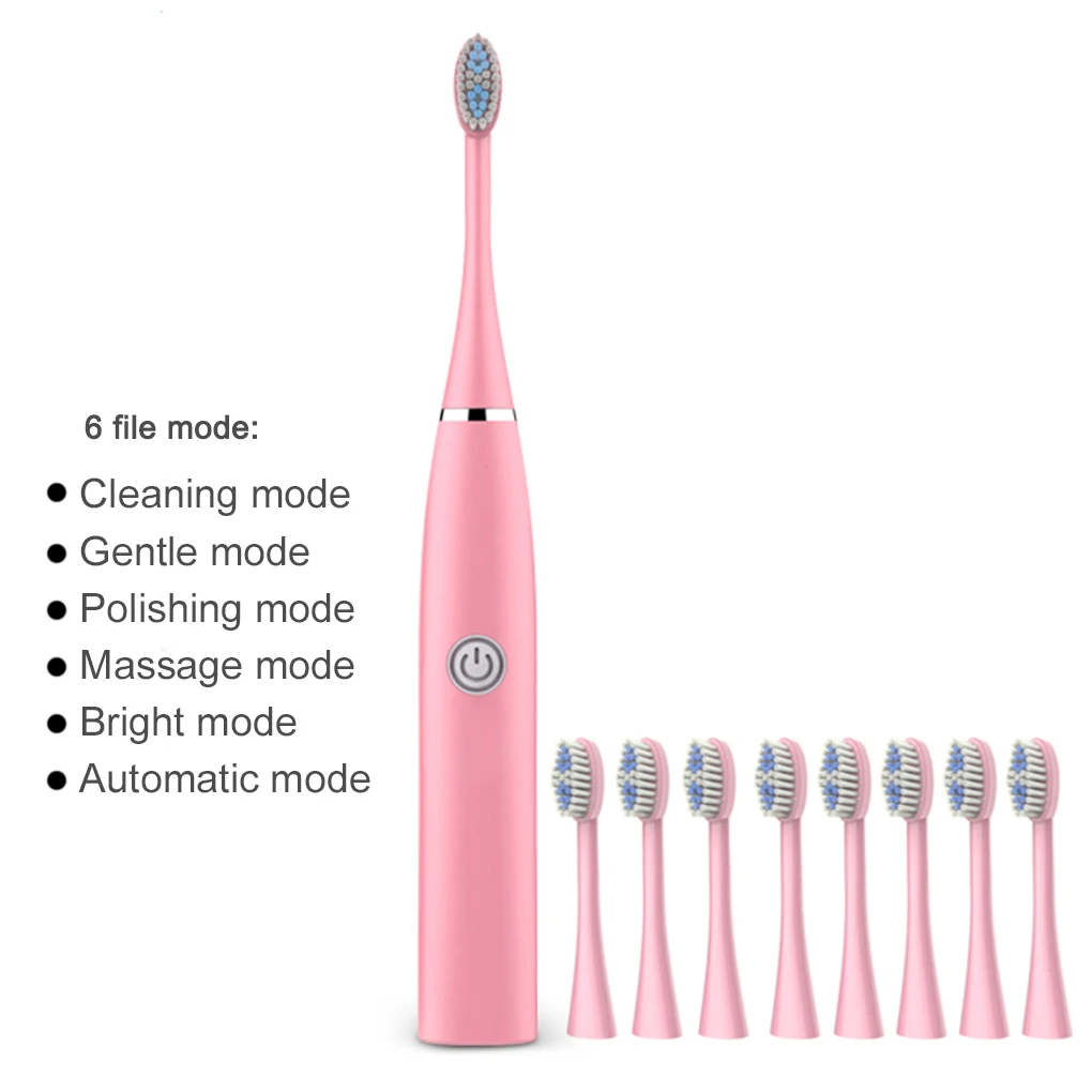 

Sonic Battery электрическая зубная щетка для взрослых Sonic Водонепроницаемая отбеливающая зубная щетка для гигиены полости рта Набор сменных голо...