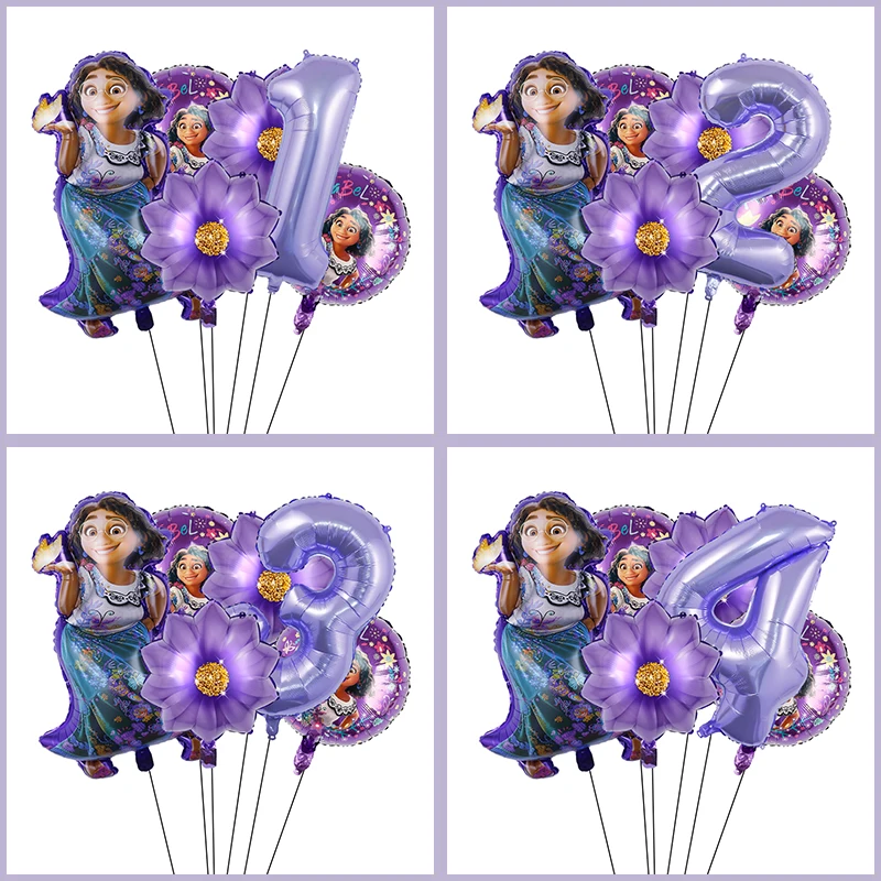 

Disney Encanto Theme Birthday Party Decorations Mirabel Foil Balloons 32inch Purple Number Globos Girls Cartoon Gift Baby Shower