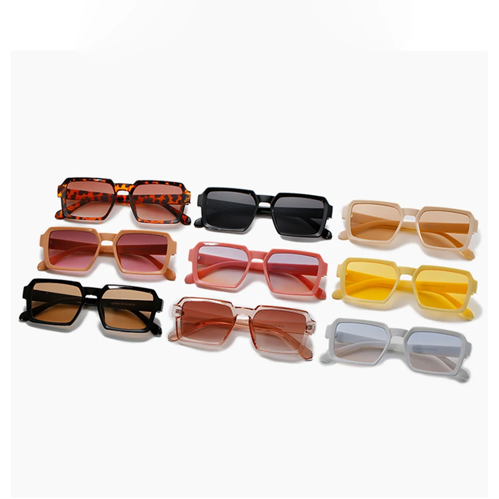 

New Fashion Wide Frame Small Rectangle Sunglasses Female Shades Vintage Eyewear Anti-UV Candy Color Cycling Sun Glasses