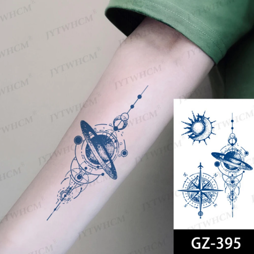 Стикеры для временных татуировок Juice Ink с долговременной стойкостью, водонепроницаемые, для женщин, с изображением планеты, бабочки, компаса, цветка и фрукта, гель-тату для мужчин.