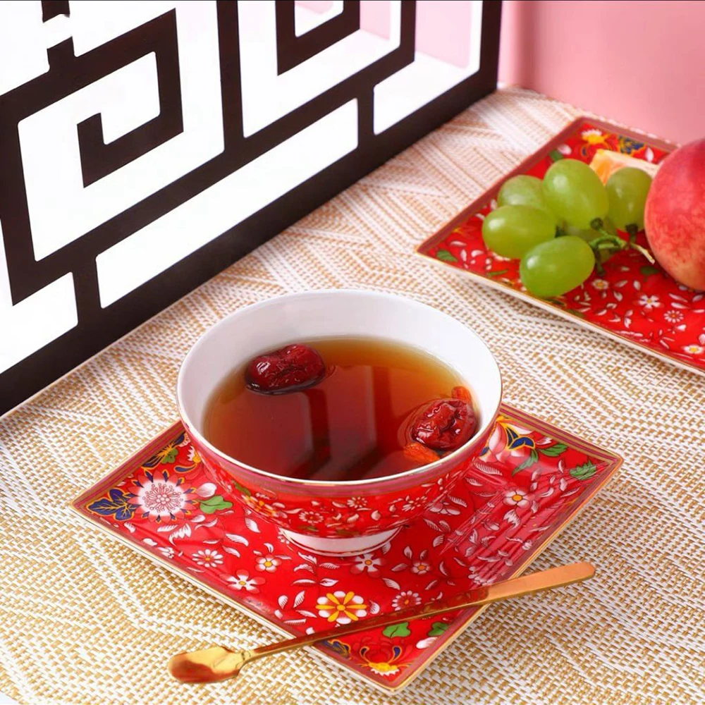 

Китайская красная керамическая тарелка ручная роспись искусство Творческий фотографический набор зарядные тарелки для свадьбы тарелка для пасты