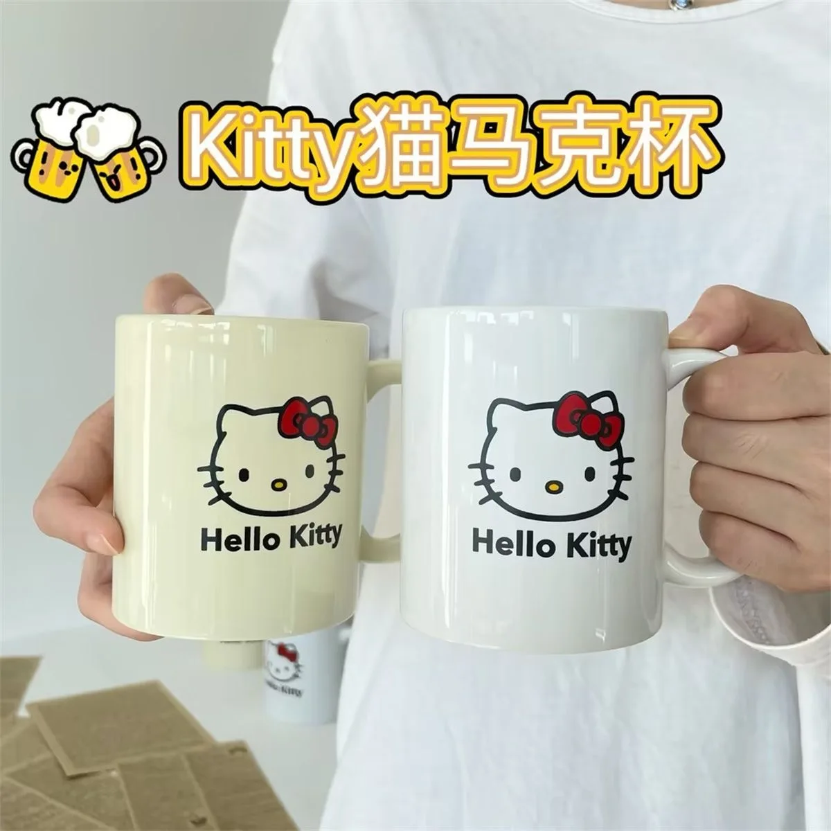Sanrio Hello Kitty керамическая чашка Kawaii с принтом Питьевая для дома и офиса мультяшная