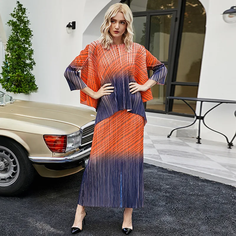 

SuperAen 2022 Summer Women's New Gradient Printing Fashion Loose Oversized Casual Suit Pullover