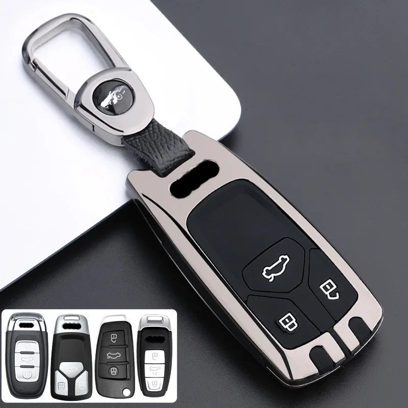 

Zinc Alloy + Silicone Car Key Fob Cover Case for Audi A4 B9 A5 A6L A6 S4 S5 S7 8W Q7 4M Q5 TT TTS RS Coupe Styling Accessories
