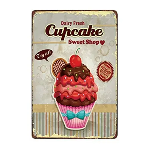 

GEDSING Metal Tin Sign Cupcake Sweet Shop Bar Pub Home Vintage Retro Poster Cafe Art Plaque Poster Cafe Bar Pub Beer Club Wall