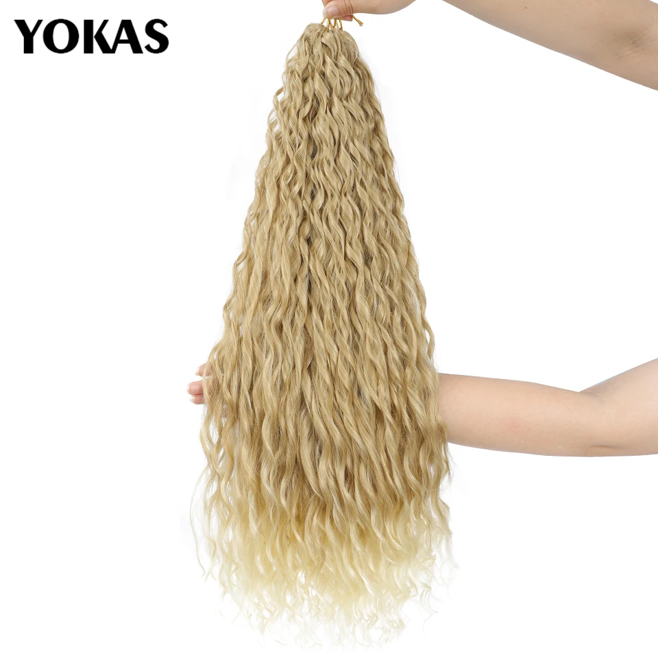 

Curly Braids Loose Water Wave Braiding Synthetic Hair Extension 24 Inches Afro Curl Ombre Synthetic Natural Blonde Crochet YOKAS