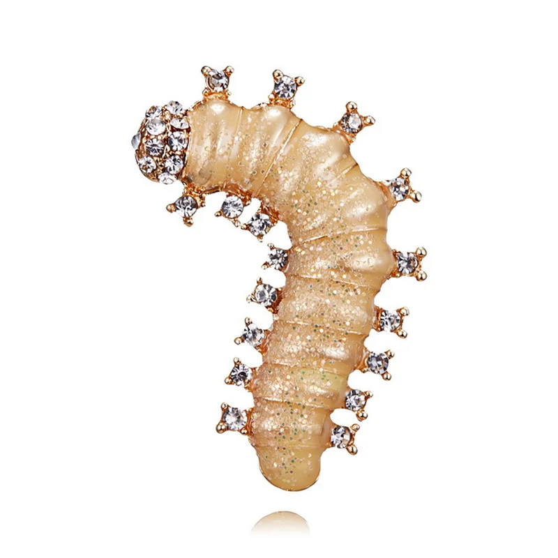 

Caterpillar Rhinestone Brooch For Women Insect Jewelry Creative Wild Animal Exaggerated Design Enamel Brooches Coat Accessories