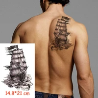 waterproof temporary tattoo sticker pirate ship skull flag tatoo water transfer fake tatoo flash tatto woman man kid 14 821 cm