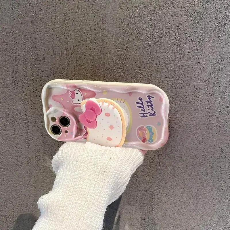 Милый чехол-кронштейн Hello Kitty Kuromi для Realme C55 C53 C63 C67 C65 C35 C33 C21Y C25Y C30 C21 C20 8 5G 10 11 12 Pro Plus