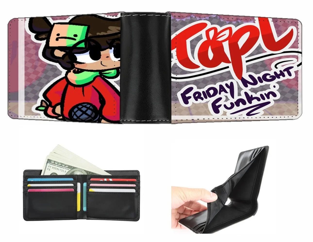 

Удобный модный кошелек Funkin из искусственной кожи с рисунком из аниме игры «пятница ночь», мультяшный Кошелек для монет для мужчин и женщин, ...