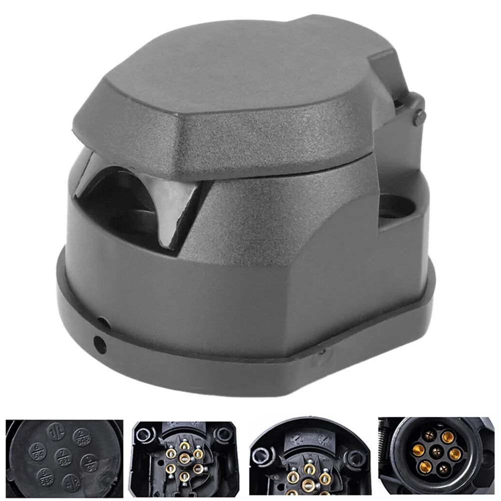 

Plug Adapter Caravan Connector Black European Standard Plastic+Copper Round Trailer Wiring Harness 12V Black Quick Connection
