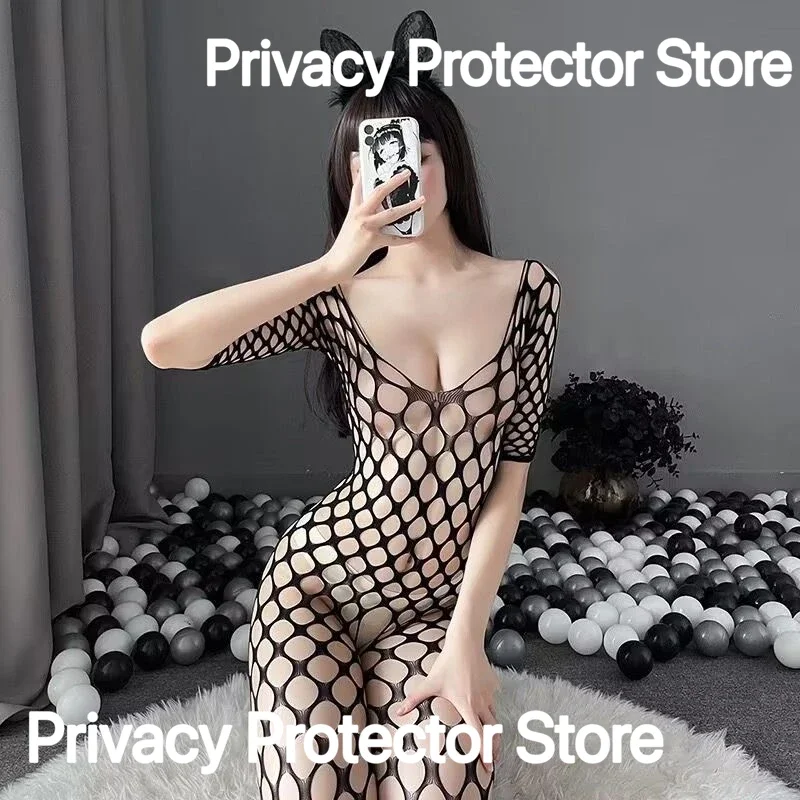 Сексуальное нижнее белье с открытой промежностью женское прозрачное боди чулки