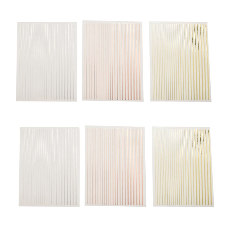 

Gold 3D Nail Sticker Curve Stripe Lines Nails Stickers Adhesive Striping Tape Rose Gold Silver 6Pc Nail Stickers