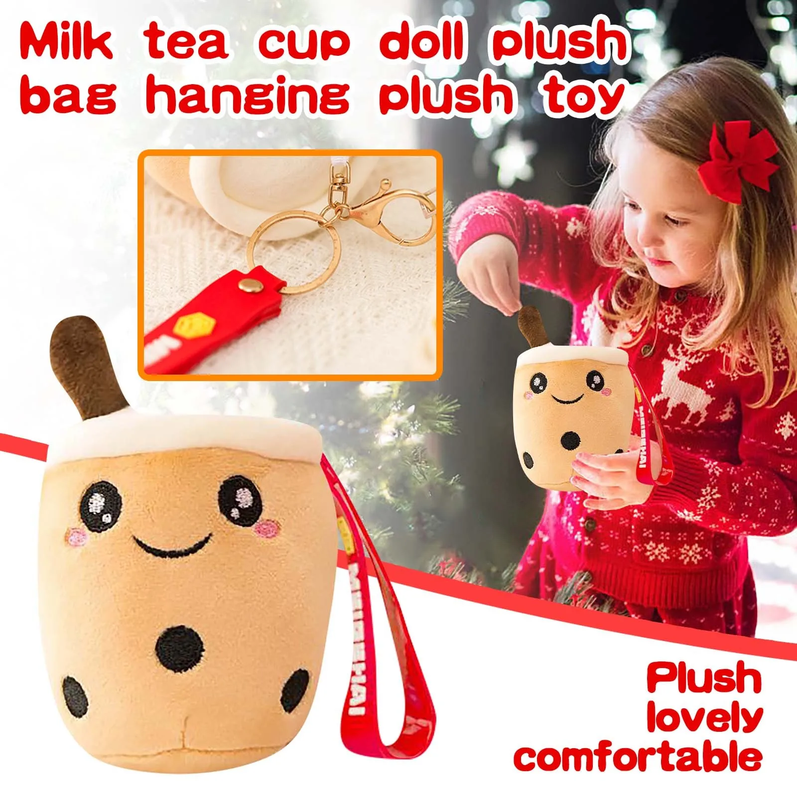 

Plush Cup Pendant Bag Key Bag Bag Chain Doll Tea Pendant Doll Milk Pendant Plush toy Slaps Toy Dolphin Plush Large