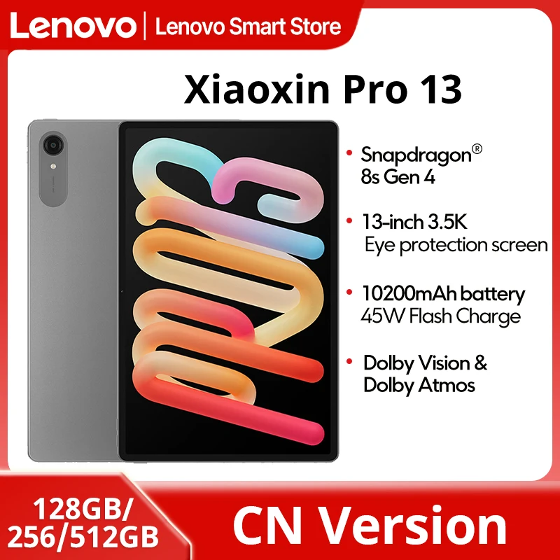 Фото Планшет Lenovo Xiaoxin Pro 13, 13 дюймов, 3.5K, 144 Гц, оригинальная китайская версия, 10200 мАч, процессор Snapdragon 8s Gen 4, Wi-Fi 7, AI Pad PC №1