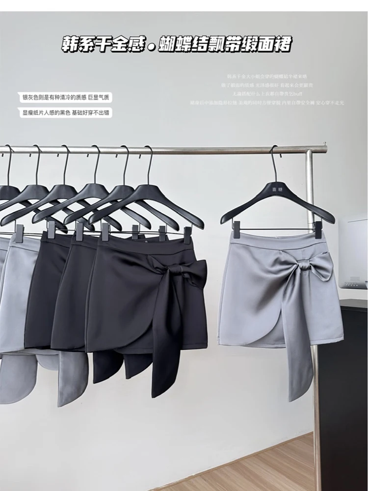 Мини-юбка Женская атласная элегантная офисная винтажная ретро-юбка со старыми