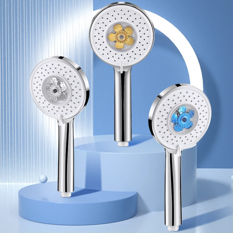 

3 Modes Shower Head High Pressure Turbo Rotated Fan Water Saving Spray Adjustable Shower head Filters Bathroom Accessories