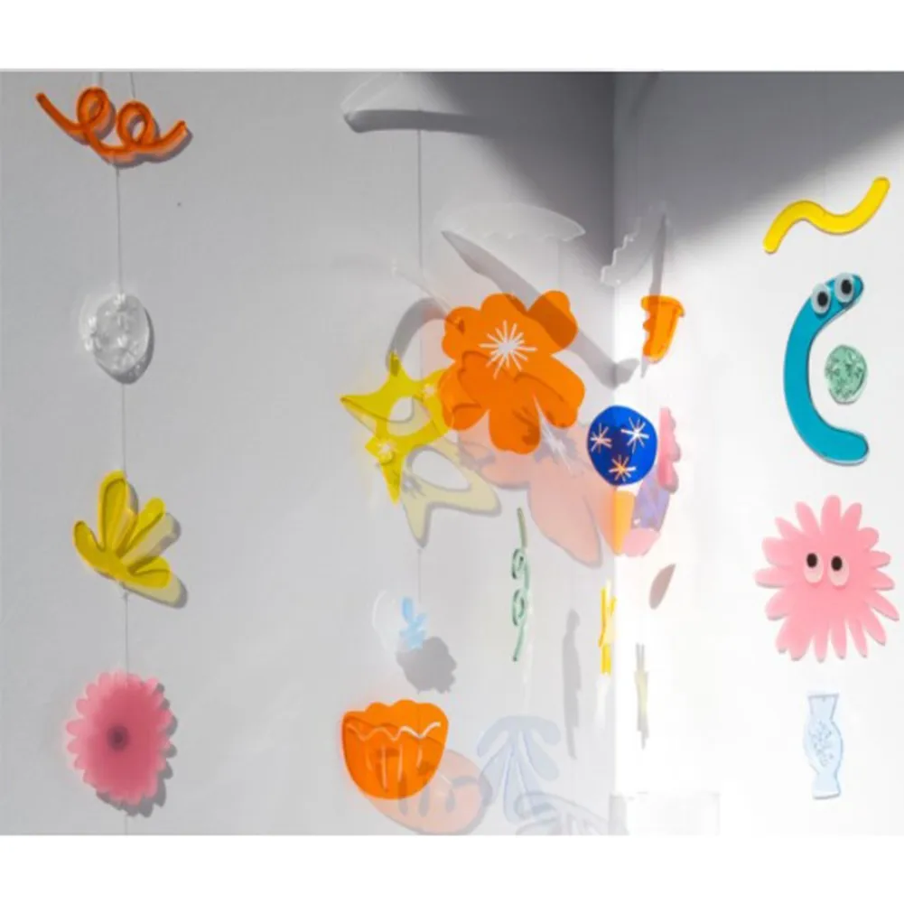 

Acrylic Wind Chime Colorful Pendant Geometric Garden Hanging Decoration Flower Pattern Wind Chime Multi Style Home Yard Decor