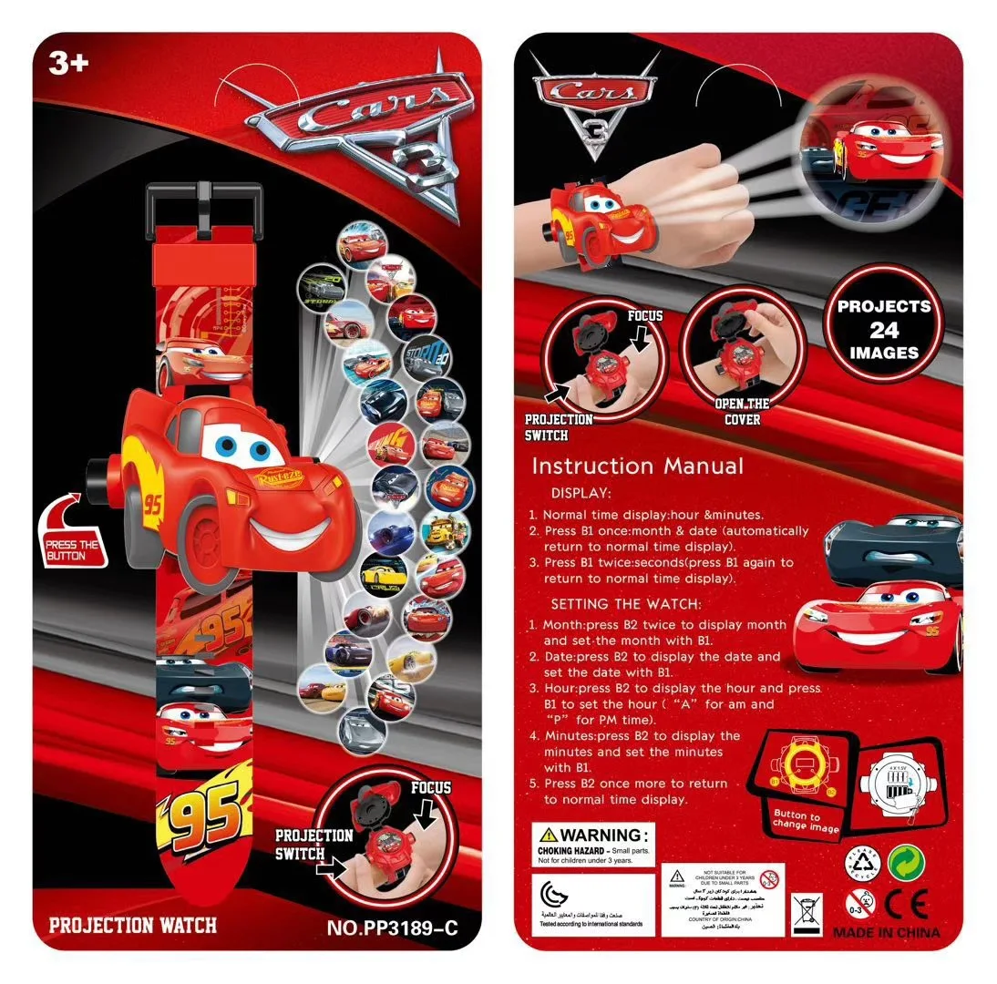 Disney Cartoon Projection Children Watch Toy for Boy Girl Luxury Digital Projection Watch Car Pattern Kids Clock Gift Reloj
