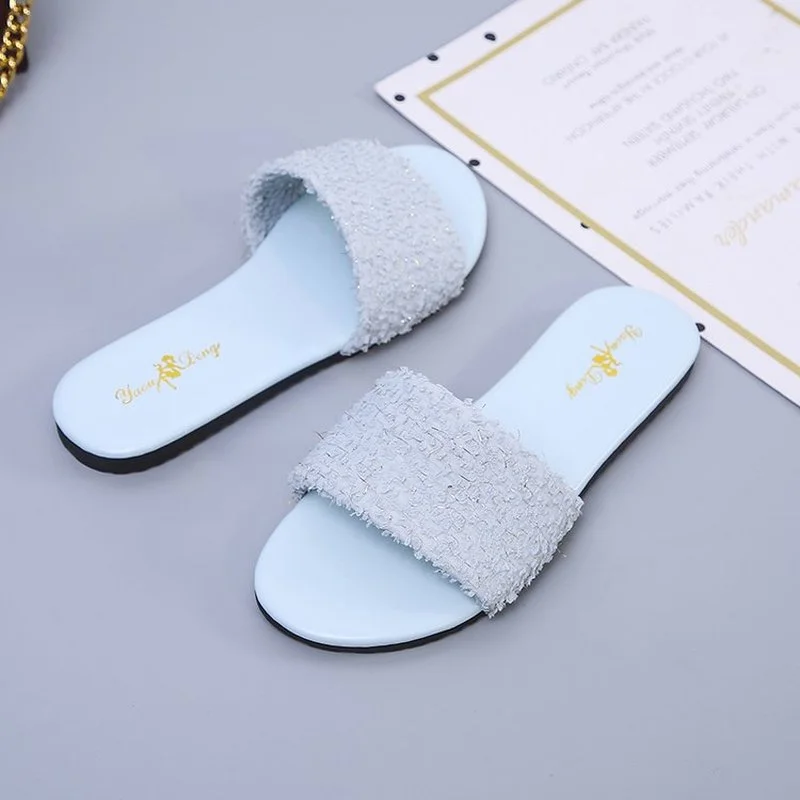 Size43Crystal Platform Sandals Women's Black/White Sequin Slippers Women'sMuffinGladiatorSandals Non-SlipComfort SlippersWomen's