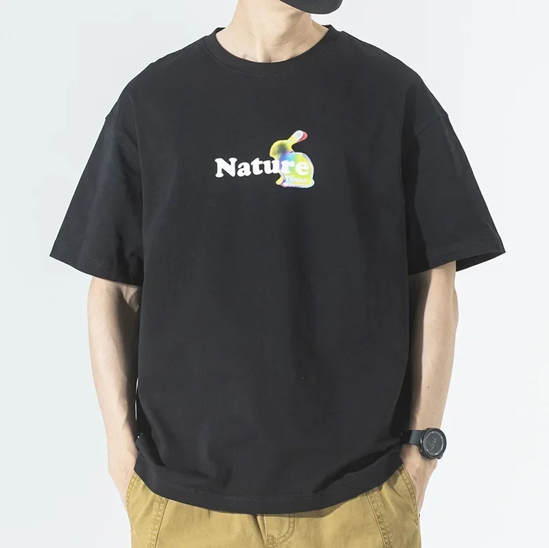 Футболка мужская с коротким рукавом свободная рубашка в американском стиле