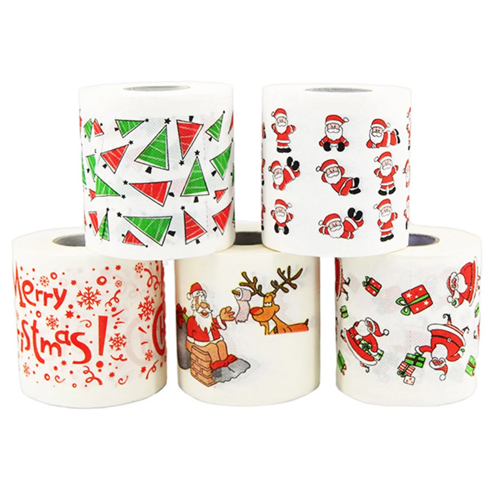 

Christmas Paper Toilet Roll Funny Novelty Merry Napkin Gag Napkins Santa Gift Party Rolls Towels Tissue Claus Papers Disposable