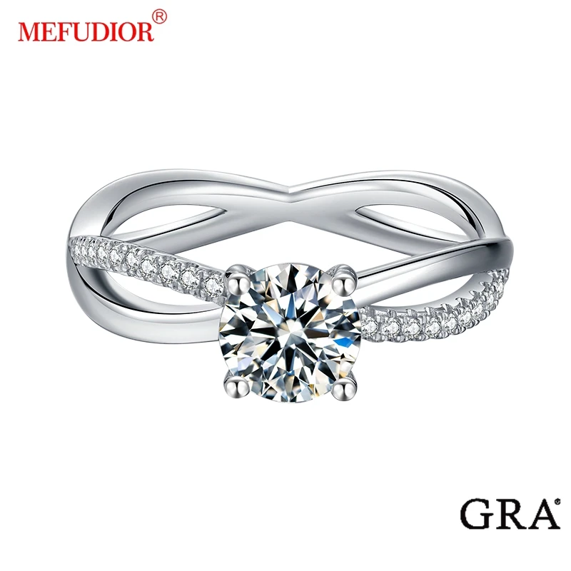 

Женское кольцо из серебра пробы, с муассанитом, 18 к