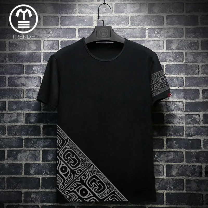 

2022 new tide brand short sleeve t-shirt men's large size loose men's plus fat summer cotton t-shirt base shirt