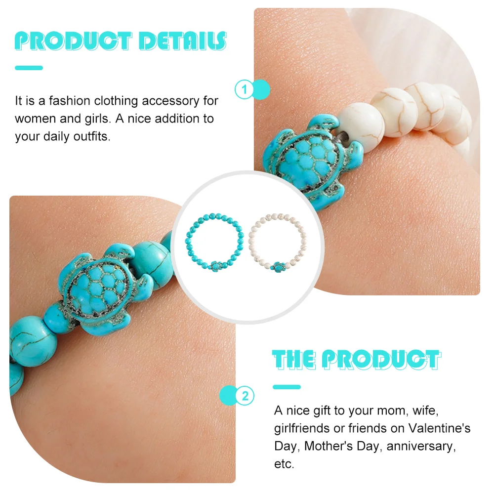 2 шт. браслет в виде черепахи эластичные бусины женские браслеты из бисера для