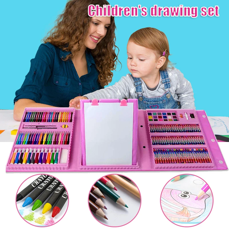 Conjunto de Pintura da Arte com Desenho Crianças Placa Doodle Suprimentos Brinquedos Educativos Presente Aniversário Casa Escola Papelaria 208 Pçs