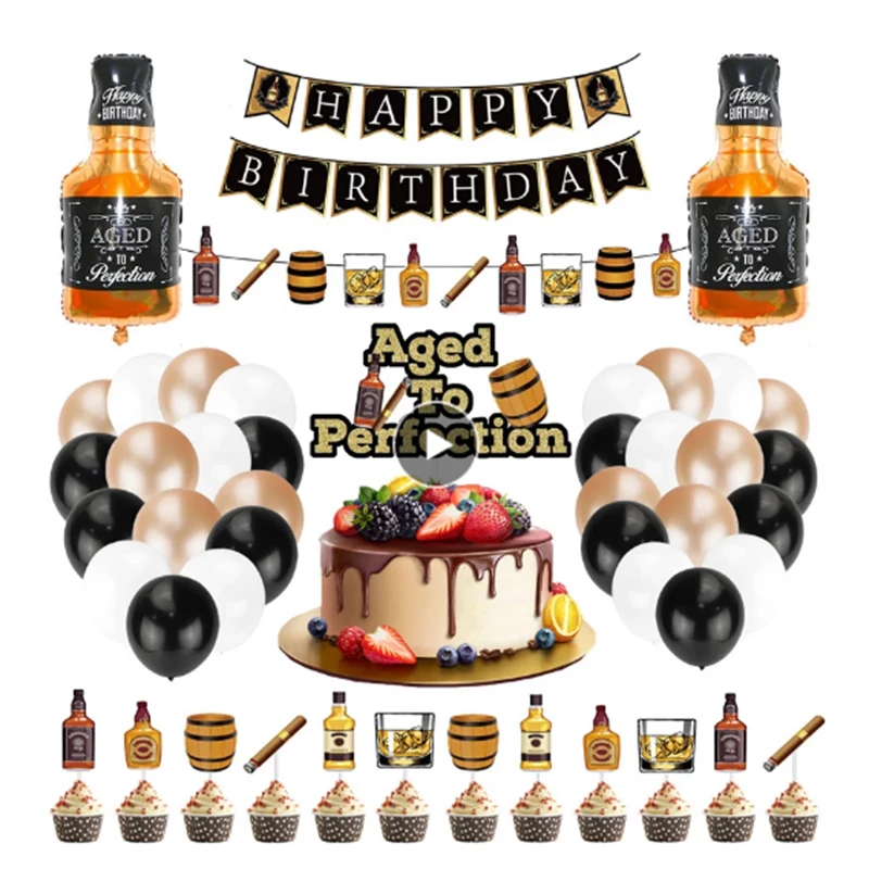 

Whiskey Themed Birthday Party Decorations Men Women Party Supplies Vintage Whiskey Banner Balloon Bachelorette Party Bar Decor
