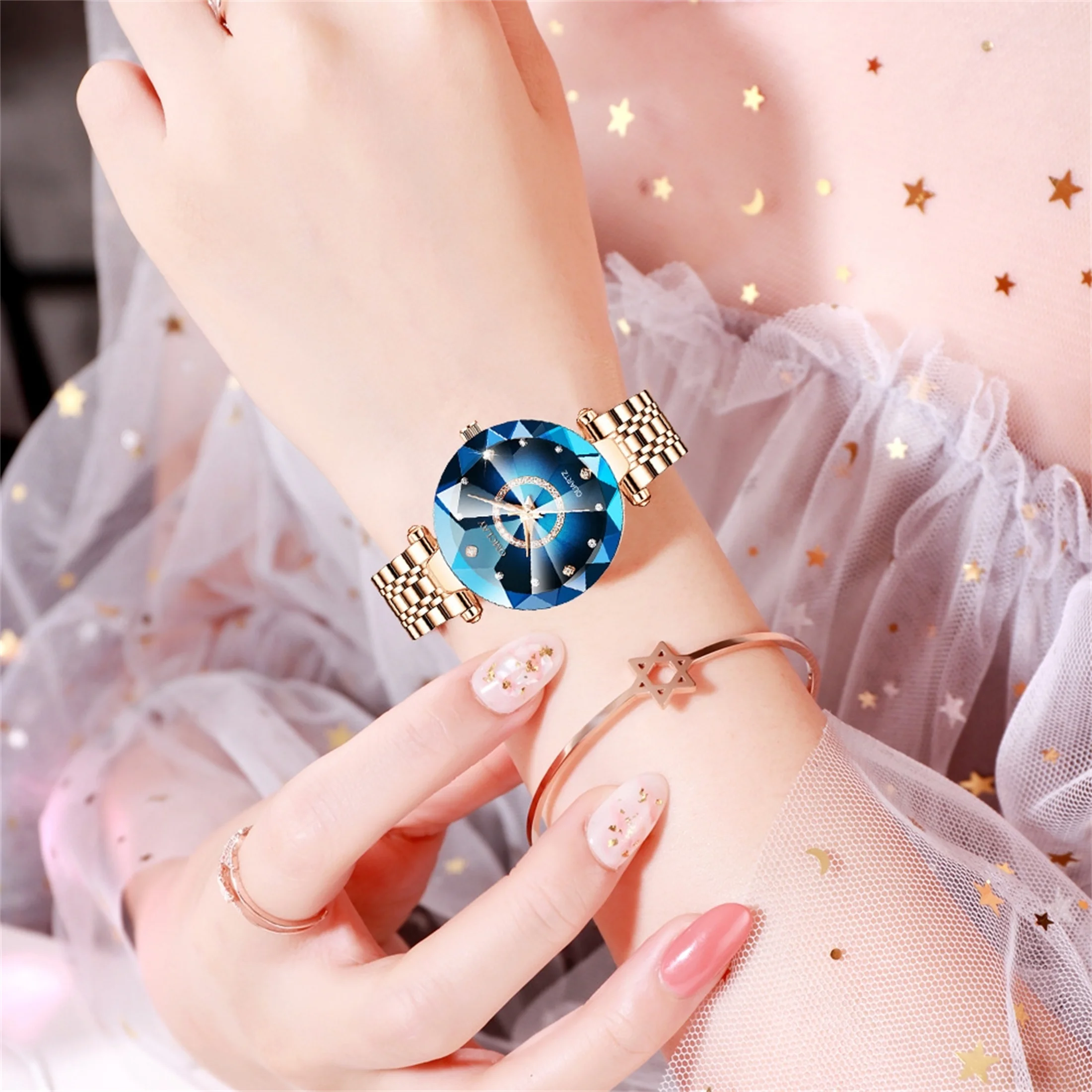 Часы женские кварцевые из нержавеющей стали с календарём водонепроницаемые