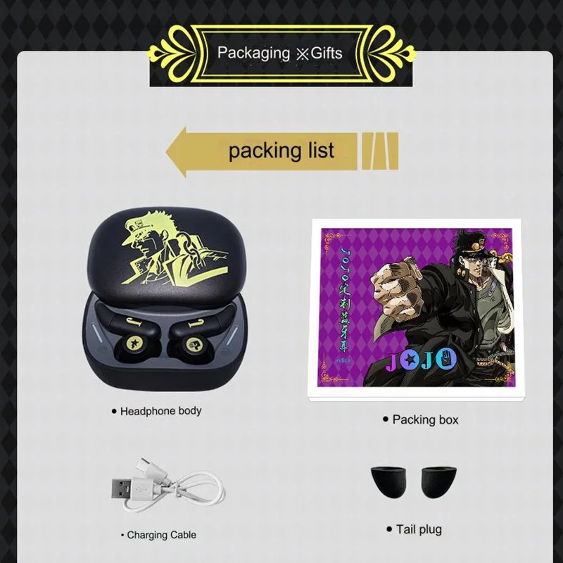 TWS-наушники с аниме гарнитура JOJO's наушники-вкладыши Kujo Jotaro Bluetooth 5.2 беспроводные