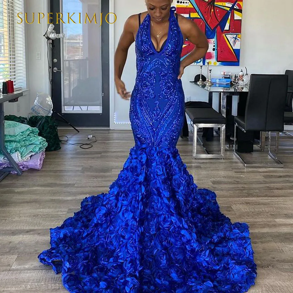 

SuperKimJo Vestidos Elegantes Para Mujer Королевское синее блестящее вечернее платье длинное Русалка блестящие элегантные официальные платья