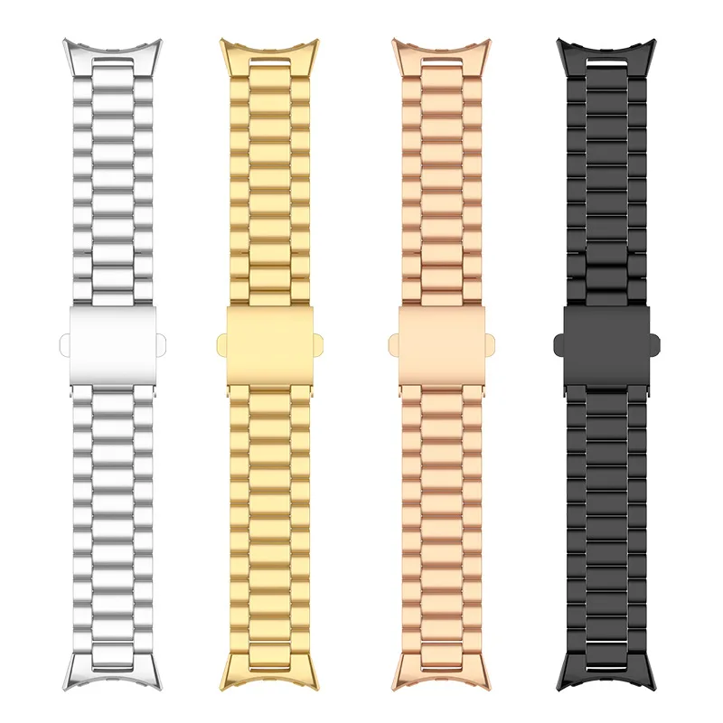 Fashion Metal Strap For Google Pixel Watch Three-bead Steel Belt for Pixel SmartWatch Wristwband Bracelet Replacement Watchband
