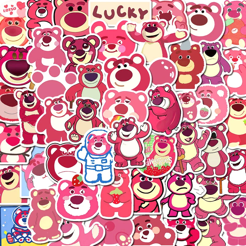 

50pcs Disney Toy Story Lotso Stickers Cute Huggin Bear Sticker Scrapbook Phone Laptop Stationery Cartoon Sticker Girl Kids Toy