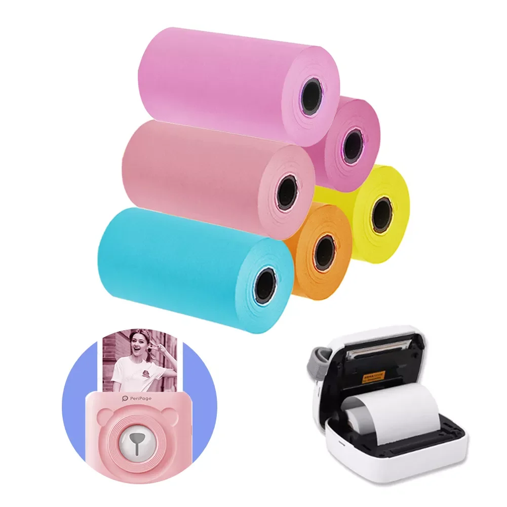 

6 Rolls Printable Sticker Paper Roll Direct Thermal Paper with Self-adhesive 57*30mm for PeriPage A6 Pocket Thermal Printer