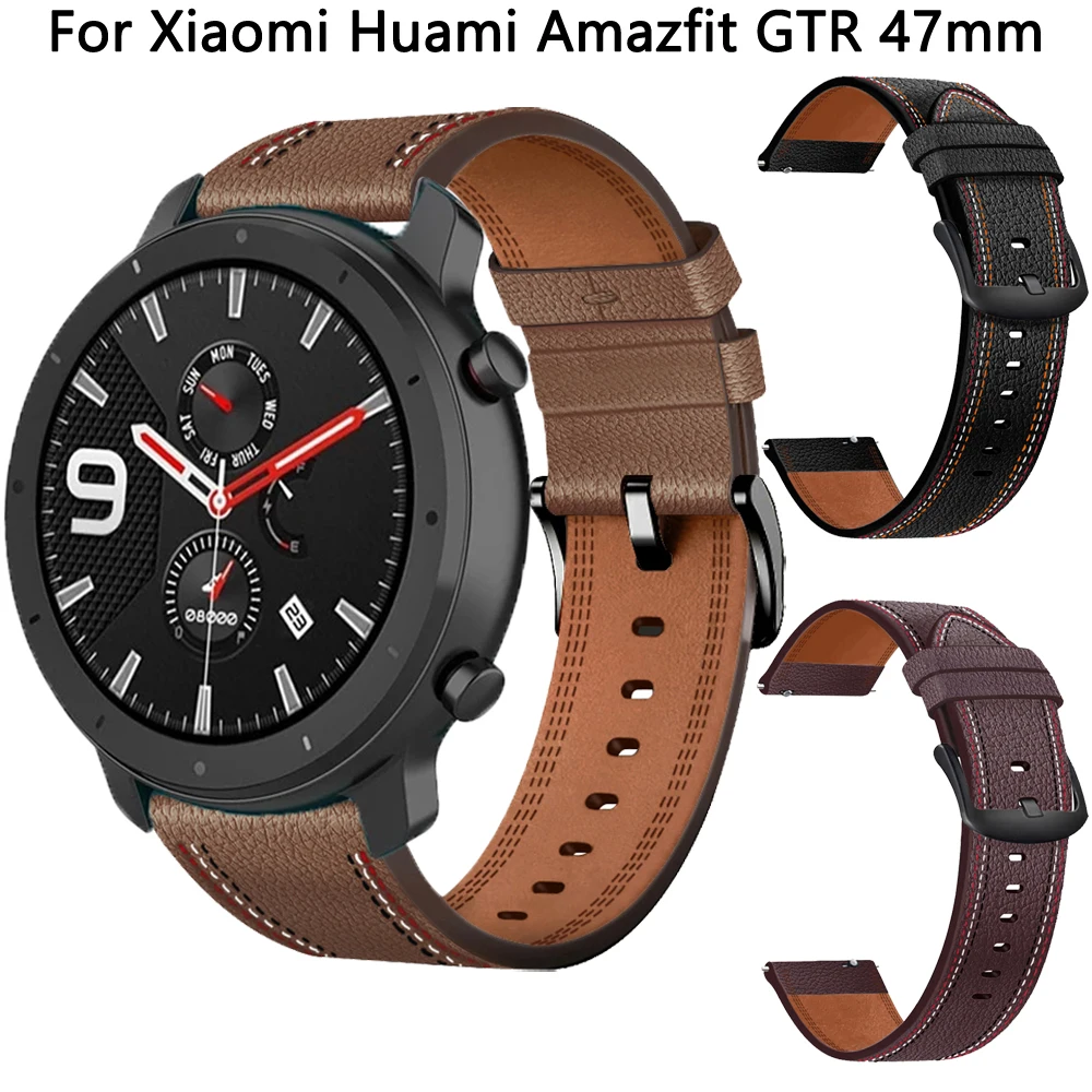 

Кожаный ремешок для часов Huami Amazfit GTR 3 3Pro 2 2e, ремешок 22 мм, ремешок для смарт-часов Xiaomi Huami Amazfit GTR 47 мм Stratos 3 2s