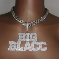 custom name necklace aaa zirconia baguette letters with big hoop cubanchain pendant for men women hip hop jewelry