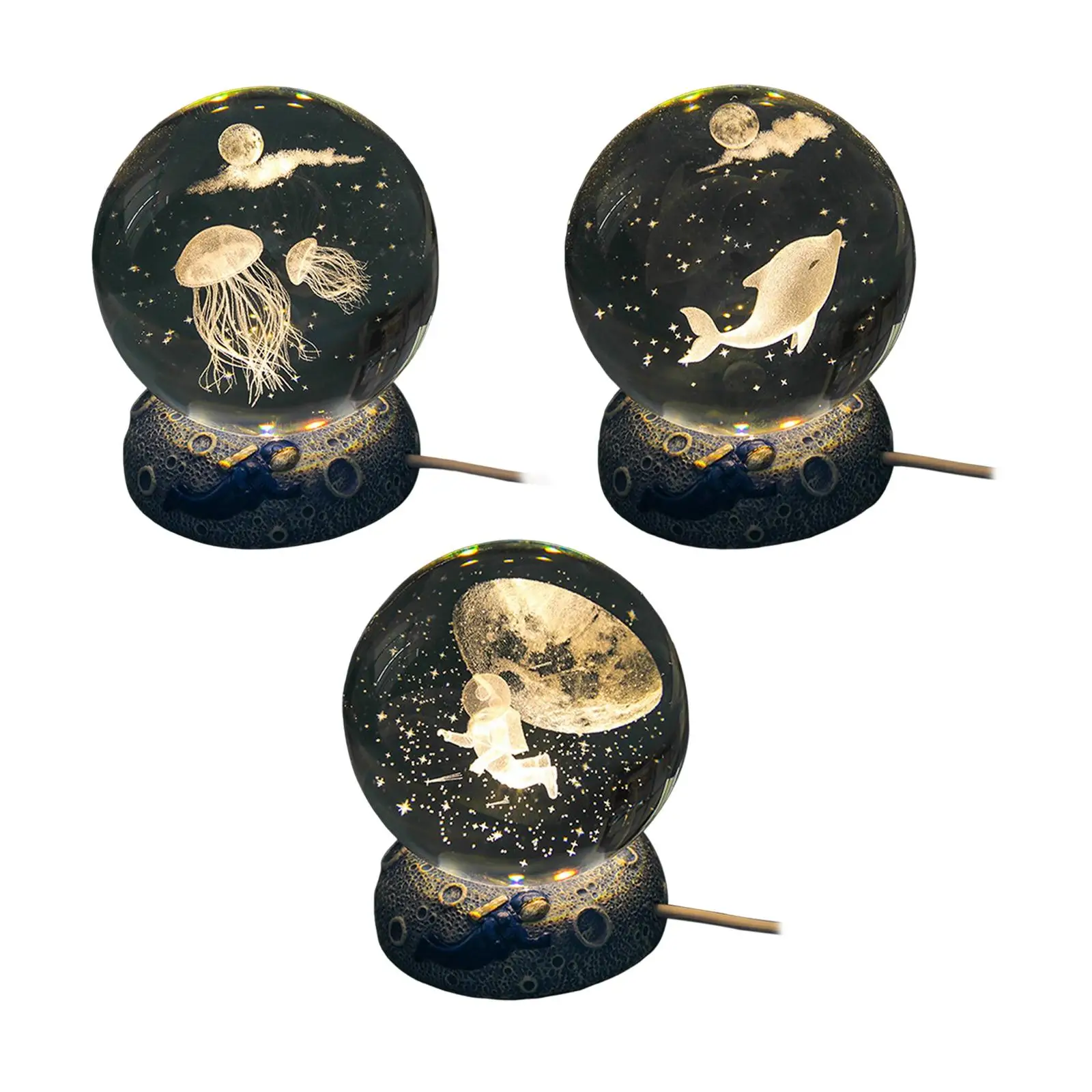 

Современный ночник с полимерной основой, прикроватная лампа, светящийся декоративный хрустальный шар, подарок на день рождения, Декор для д...