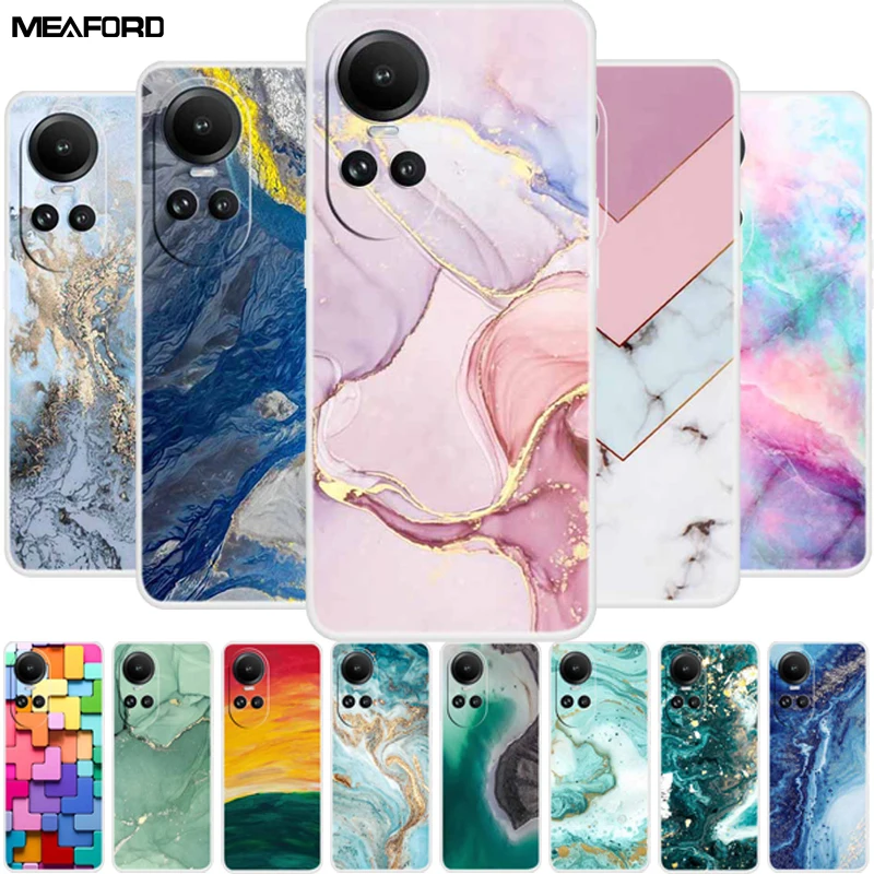 Для Oppo Reno 10 5G чехол CPH2531 прозрачный мраморный силиконовый мягкий из ТПУ для Reno10 Pro