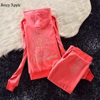 juicy apple tracksuit women autumn fashion fresh loose high waist hooded casual sports two piece fitness clothing jogging suits