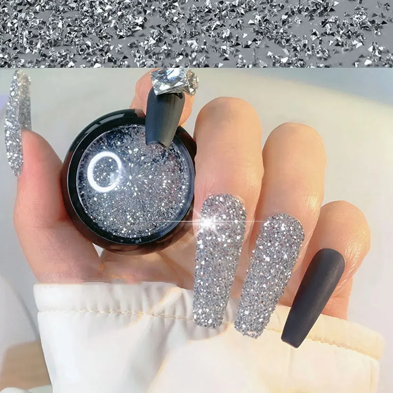 

1Jar Reflective Glitter Powder For Nail Art Holographic Shinning Crystal Rhinestones Sequins Chrome Dust Bright Diamond Powder