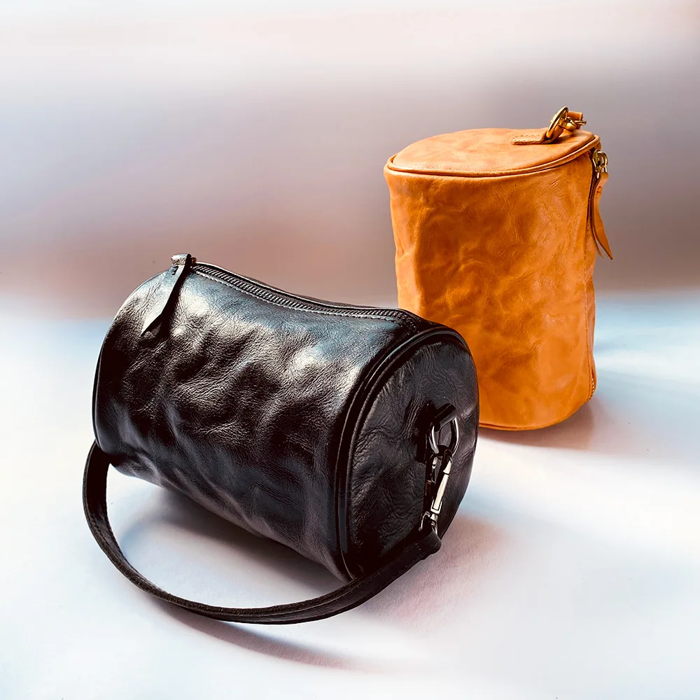 

Genuine Leather Women's Cross Shoulder Bucket Bag purse