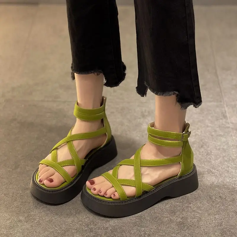 

Сандалии женские на платформе, плоская подошва, Повседневная Удобная обувь для ходьбы, римские босоножки, лето 2023